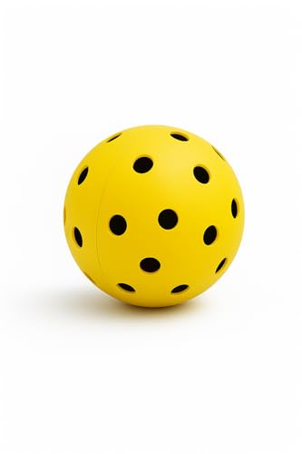 Pickleball Training Ball, Indoor Outdoor Practice Ball, Yellow with Black Holes, Plastic, Lightweight Design