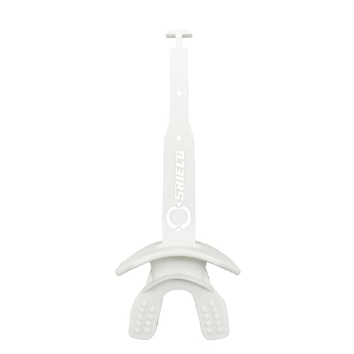 O Shield Striker Football Mouth Guard with Connected Strap, No Boil Brace Friendly Lip Guard for Tackle Football, Youth and Adult - color: White