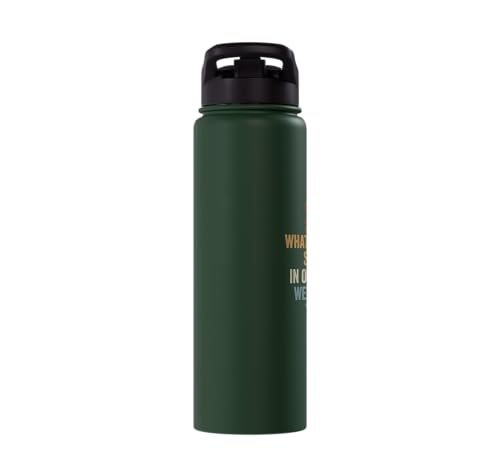 Whose Serve What's the Score Funny Pickleball Questions Stainless Steel Insulated Water Bottle - color: Dark Green