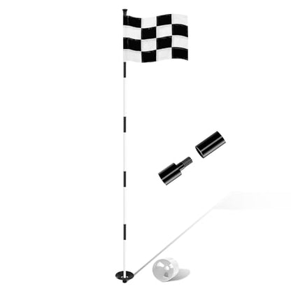 KINGTOP Golf Flagstick 6ft, Portable Five-Section Design for Backyard Practice Putting Green, Driving Range Golf Pin Flag Hole Cup Set, Gift Idea - color: Version3- Checkered Flag, 1-Pack