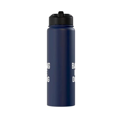 Less Banging More Dinking Pickleball Player Strategy Stainless Steel Insulated Water Bottle - color: Navy Blue