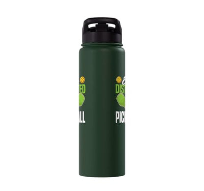 Funny Pickleball Paddle Easily Distracted By Pickleball Stainless Steel Insulated Water Bottle