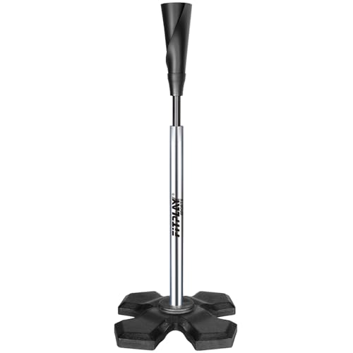 Portable Hitting Tee for Baseball/Softball,Height Adjustable from 25-37 inch,Easy Carry Premium Baseball Tee with Rubber Top,Metal Base Batting Tee for Accuracy,Power,Softball Tee For All Palyers