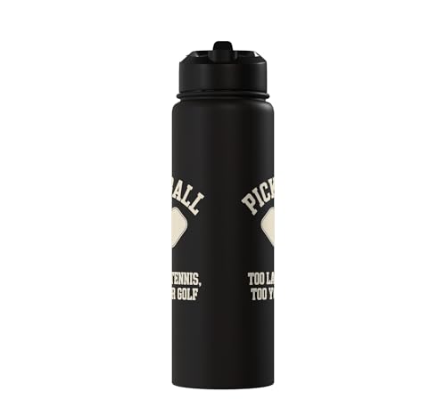 Pickleball Player Too Lazy For Tennis Too Young For Golf Stainless Steel Insulated Water Bottle - color: Black