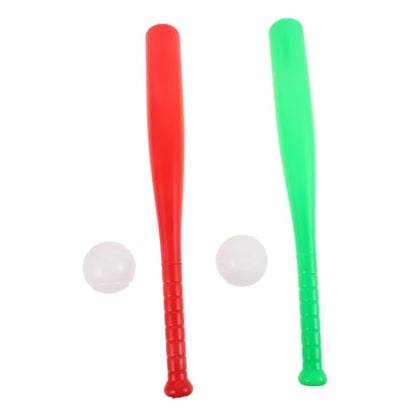 Luxshiny 2 Sets Baseball Bat Lightweight Soft Plastic Baseball for Outdoor Training and Parent Activities in Red and Green