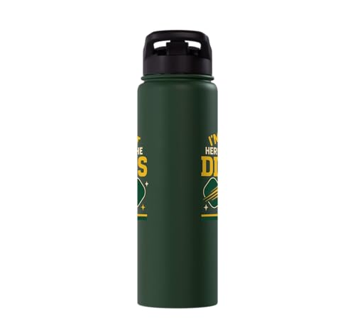 Funny Pickleball Pun Paddle I'm Just Here For The Dinks Stainless Steel Insulated Water Bottle - color: Dark Green