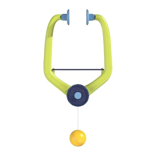 Hanging Table Tennis Trainer with Racket Balls for Door Frame Parent-Child Interaction Toy for Indoor Activity, Green Orange Rackets