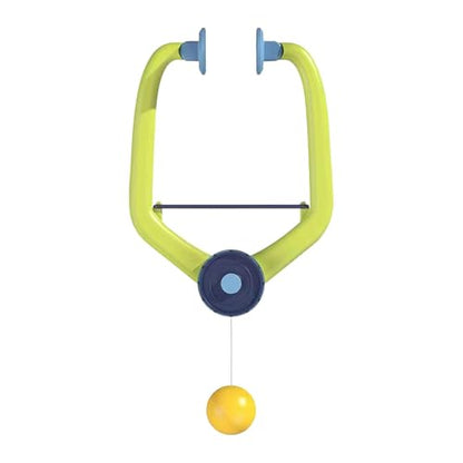 Hanging Table Tennis Trainer with Racket Balls for Door Frame Parent-Child Interaction Toy for Indoor Activity, Green Orange Rackets