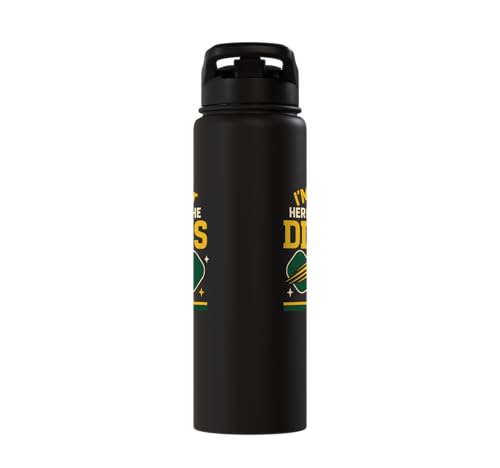 Funny Pickleball Pun Paddle I'm Just Here For The Dinks Stainless Steel Insulated Water Bottle - color: Black