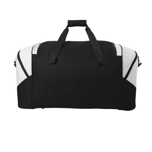 Personalized Large Duffel Bag, Football, Soccer, Basketball, Baseball Duffle Bag, Athlete Gift, Sport Bag, Embroidered Name, Black/Grey - color: Black/Grey