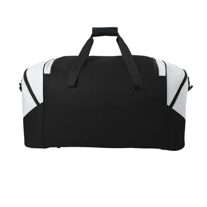 Personalized Large Duffel Bag, Football, Soccer, Basketball, Baseball Duffle Bag, Athlete Gift, Sport Bag, Embroidered Name, Black/Grey - color: Black/Grey