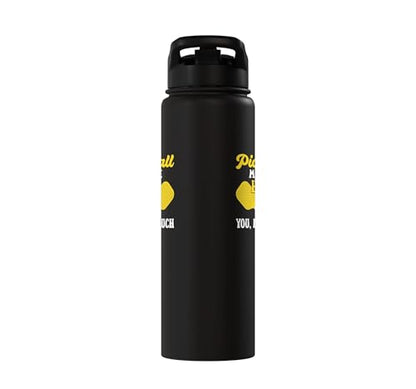 Funny Pickleball Paddle Easily Distracted By Pickleball Stainless Steel Insulated Water Bottle - color: Black
