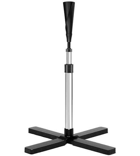 TARUMG Portable Batting Tee for Baseball/Softball, Height Adjustment from 25-47 inches, Heavy Duty Baseball Tee with Detachable Rubber Top, Easy Assembly Hitting Tee for Kids/Youth/Adults - style: Plus&Silver 25“-47”