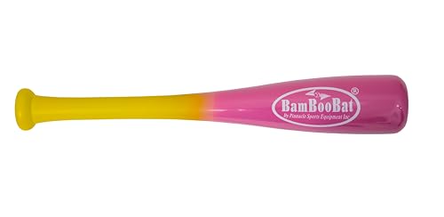 BamBooBat by PINNACLE SPORTS EQUIPMENT INC. Adult Baseball and Softball Wood One Hand Training Bat- 18 Inch or 21 Inch - color: Yellow Handle / Pink Barrel, size: 21 Inch