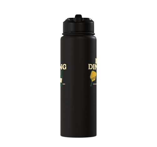 Funny Pickleball Pun Paddle Day Dinking Stainless Steel Insulated Water Bottle - color: Black