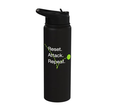 Reset Attack Repeat Competitive Pickleball Accessories Stainless Steel Insulated Water Bottle - color: Black