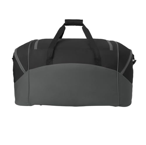 Personalized Large Duffel Bag, Football, Soccer, Basketball, Baseball Duffle Bag, Athlete Gift, Sport Bag, Embroidered Name, Black/Dark Charcoal - color: Black/Dark Charcoal