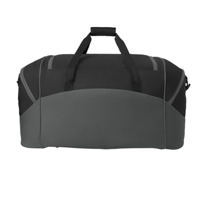 Personalized Large Duffel Bag, Football, Soccer, Basketball, Baseball Duffle Bag, Athlete Gift, Sport Bag, Embroidered Name, Black/Dark Charcoal - color: Black/Dark Charcoal