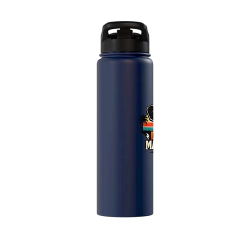 Dink Master Funny Pickleball Player Paddle Sports Stainless Steel Insulated Water Bottle - color: Navy Blue