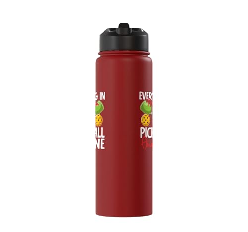 Funny Pickleball Paddle Wine Everything In Moderation Except Stainless Steel Insulated Water Bottle - color: Red