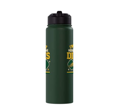 Funny Pickleball Pun Paddle I'm Just Here For The Dinks Stainless Steel Insulated Water Bottle - color: Dark Green