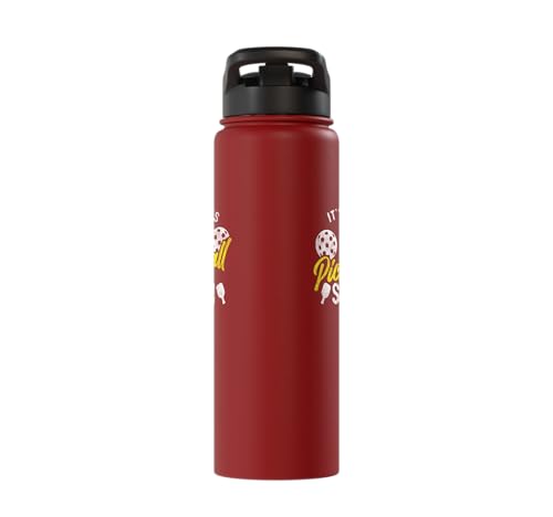 Funny Pickleball Pun Paddle I Might Have A Dinking Problem Stainless Steel Insulated Water Bottle - color: Red