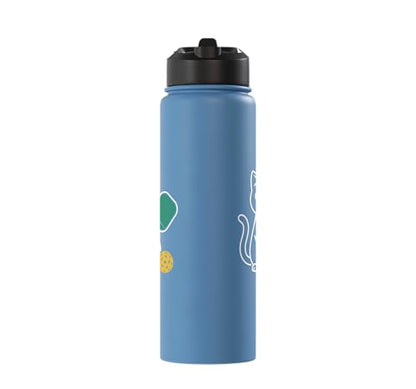 Pickleball Paddle Ball Player Minimal Clean Sports Fan Match Stainless Steel Insulated Water Bottle - color: Light Blue