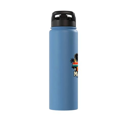 Dink Master Funny Pickleball Player Paddle Sports Stainless Steel Insulated Water Bottle - color: Light Blue