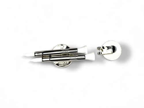 The Tee Clip®: USA Made | Magnetic Golf Tee Holder | Double Barrels for 2 Tees, Ball Marker, Putting Alignment Tool, Divot Fixer