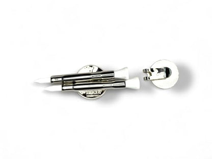 The Tee Clip®: USA Made | Magnetic Golf Tee Holder | Double Barrels for 2 Tees, Ball Marker, Putting Alignment Tool, Divot Fixer