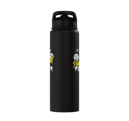 Funny Pickleball Pun Paddle I Might Have A Dinking Problem Stainless Steel Insulated Water Bottle - color: Black
