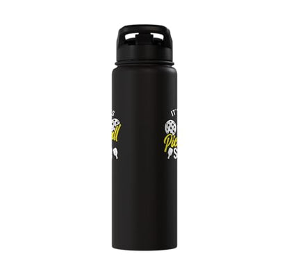 Funny Pickleball Pun Paddle I Might Have A Dinking Problem Stainless Steel Insulated Water Bottle - color: Black