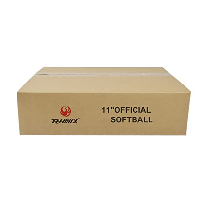 PHINIX Slow-Pitch Softballs Cork Core 11" & 12" Options Great for Practice + Training - size: 11 Inch, style: Box of 12