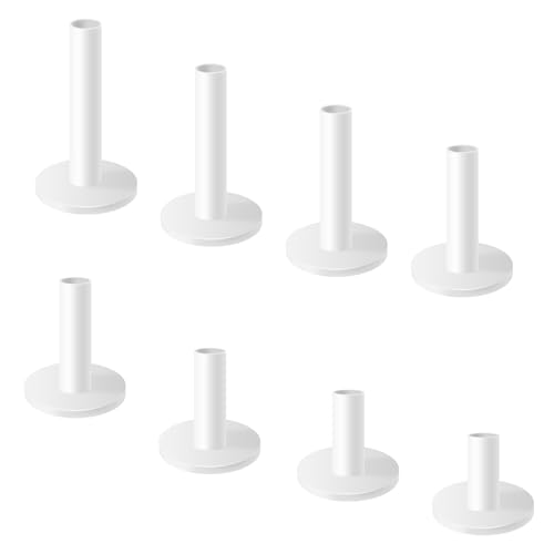 Rubber Golf Tees, 8 Pack Mixed Size Golf Tees for Mats, Durable Rubber Tees for Driving Range, Indoor & Outdoor Golf Practice (White)