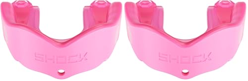 Shock Doctor Mouth Guard Sports,Hockey,Lacrosse,Baseball,Wrestling Moutguard,Gel Max Heavy Duty Protection & Custom Fit,Football Mouth Guard with Strap,Adult & Youth Mouthguard,(Pack of 2) - color: Pink, size: Youth (Pack of 2), style: Non-flavored