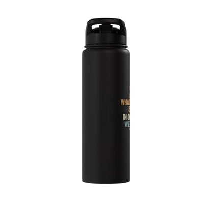 Whose Serve What's the Score Funny Pickleball Questions Stainless Steel Insulated Water Bottle - color: Black