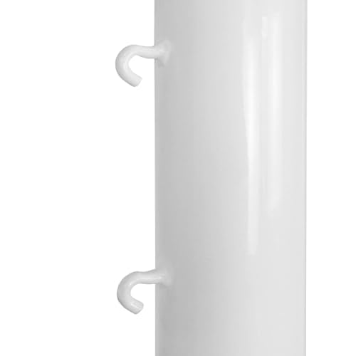 Aoneky Permanent Adjustable Volleyball Post System - Complete Set with 2 Steel Poles & Ground Sleeves, 6 Height Settings for Badminton & Volleyball, Includes Winch for In-Ground Install - color: White, style: Round