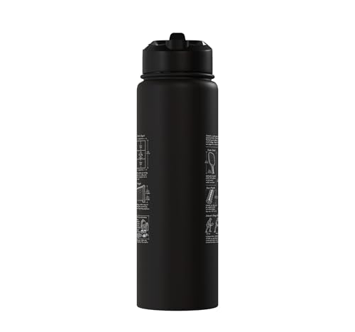 Pickleball Paddle Court Layout Net Height Chart Stainless Steel Insulated Water Bottle - color: Black