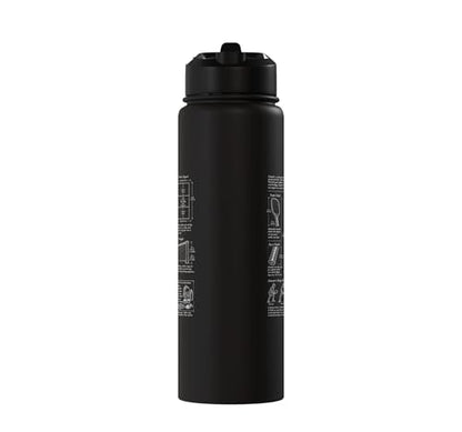 Pickleball Paddle Court Layout Net Height Chart Stainless Steel Insulated Water Bottle - color: Black