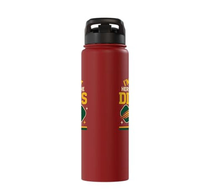 Funny Pickleball Pun Paddle I'm Just Here For The Dinks Stainless Steel Insulated Water Bottle - color: Red
