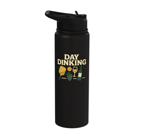 Funny Pickleball Pun Paddle Day Dinking Stainless Steel Insulated Water Bottle - color: Black