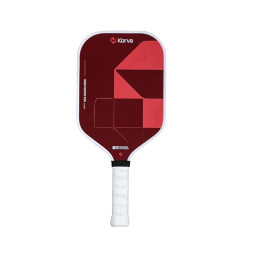 Korva Pickleball Paddle | 16mm Aramid Fiber Face, Elongated Shape, Polypropylene Honeycomb Core | Pickle Ball Paddle for Power, Spin & Control | Lightweight Performance Paddle, Red