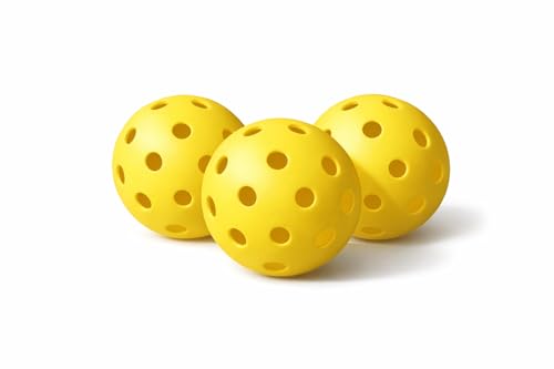 Pickleball Outdoor Yellow Balls Durable Plastic Pickleballs with Precision Holes for Consistent Bounce High Visibility Balls for Practice Training & Competitive Pickleball - Set of 3