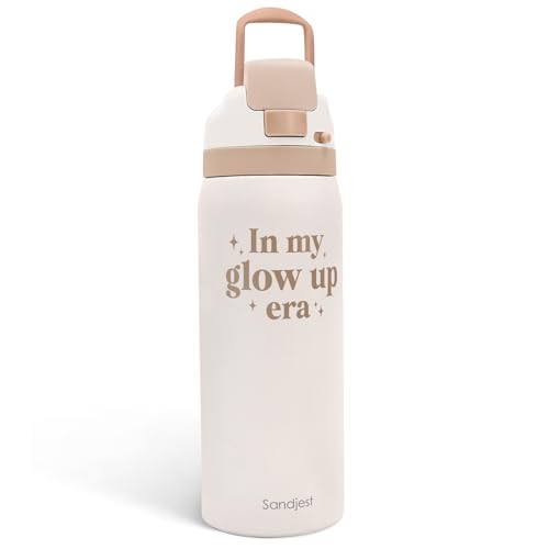 Inspiration Insulated Stainless Steel Water Bottle with Straw for Sports and Travel, In My Glow Up Era, 32oz Gifts for Women Girls Friends Teens Birthday Christmas - color: Inspiration