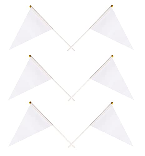 50 Pack White Pennant Small Mini Flags On Sticks,Hand Held Solid White Pennant DIY Graffiti Flag,Party Events Celebration,School,Grand Opening,Kids Birthday,Sports Clubs,Flower Pot - color: White