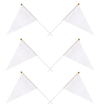 50 Pack White Pennant Small Mini Flags On Sticks,Hand Held Solid White Pennant DIY Graffiti Flag,Party Events Celebration,School,Grand Opening,Kids Birthday,Sports Clubs,Flower Pot - color: White