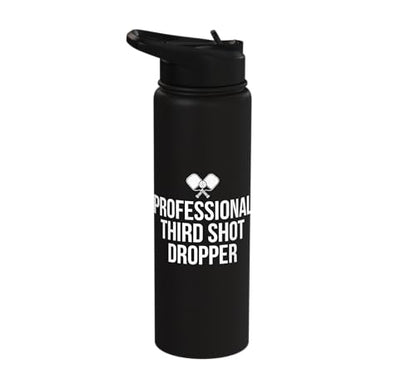 Professional Third Shot Dropper Pickleball Player Design Stainless Steel Insulated Water Bottle - color: Black