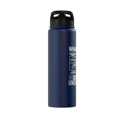 Pickleball Strategy Diagram Funny Sports Stainless Steel Insulated Water Bottle - color: Navy Blue