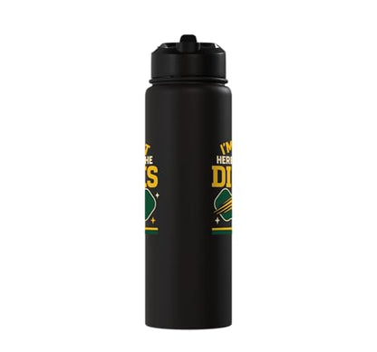 Funny Pickleball Pun Paddle I'm Just Here For The Dinks Stainless Steel Insulated Water Bottle - color: Black