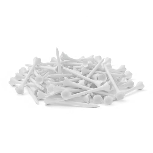 Hampton Distribution White Plastic Golf Tees, 30 or 100 Pack, Golf Tees 3 1/4 Inch